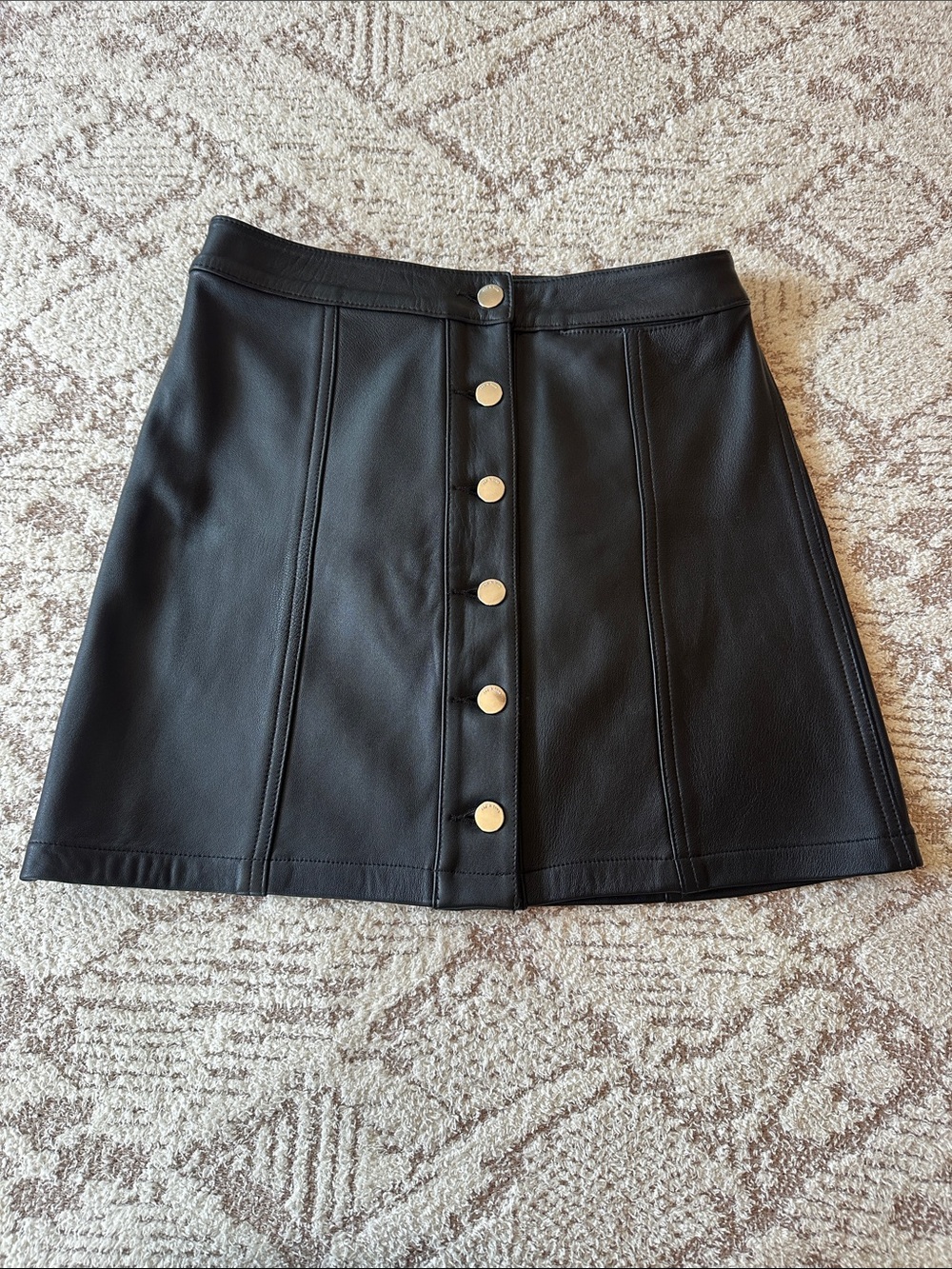 Rag & Bone 100% Lamb Leather Button Front Mini Skirt Size 4 buttery soft